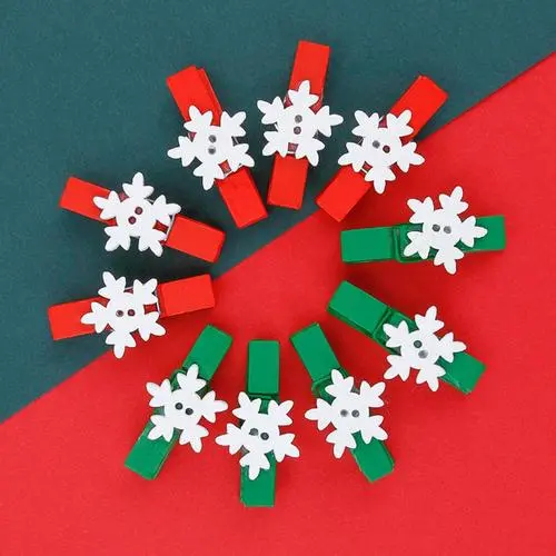 Christmas Snowflake Color Note Wooden Clip