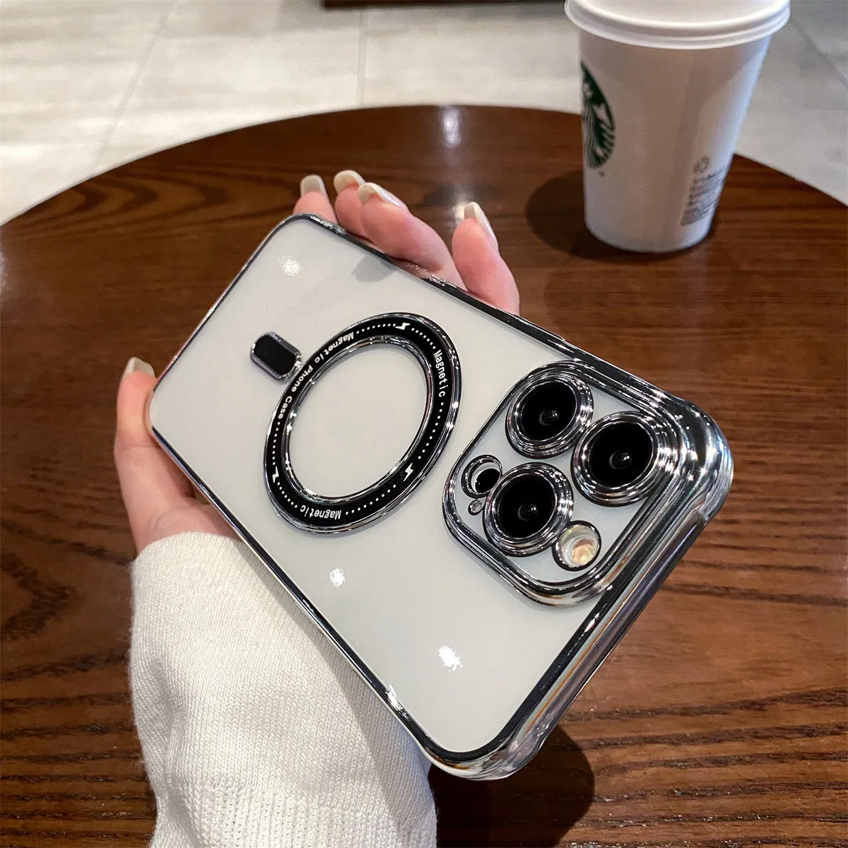 Applicable To 14 Phone Case Car Adsorption Promax Transparent All-inclusive Lens