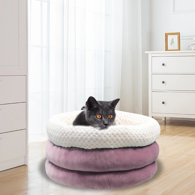 Semi-closed Round Ice Velvet Pet Deep Sleep Bed