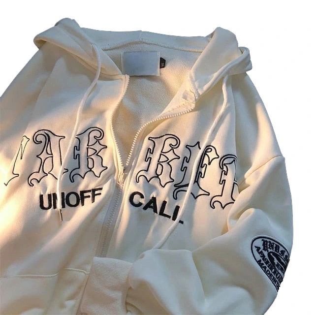 Letter Print Cardigan Zipper Sweater