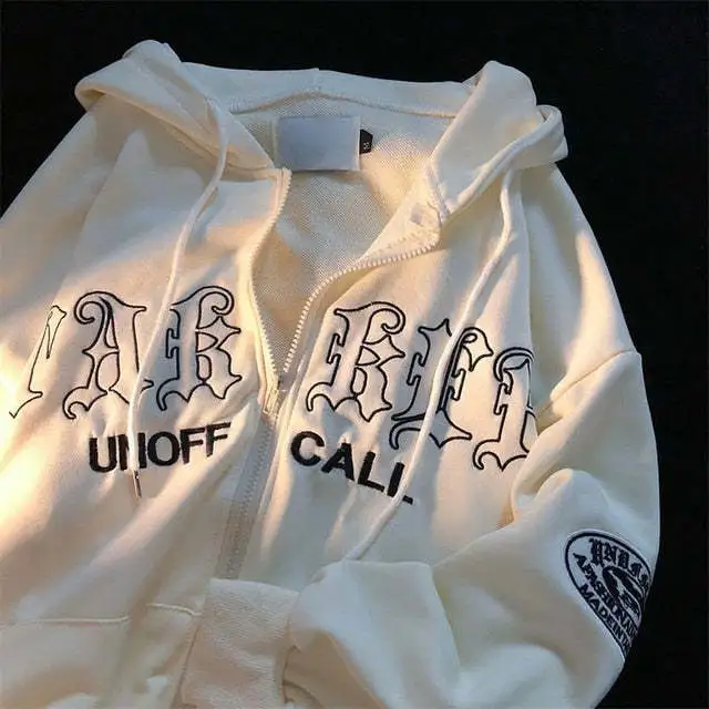 Letter Print Cardigan Zipper Sweater