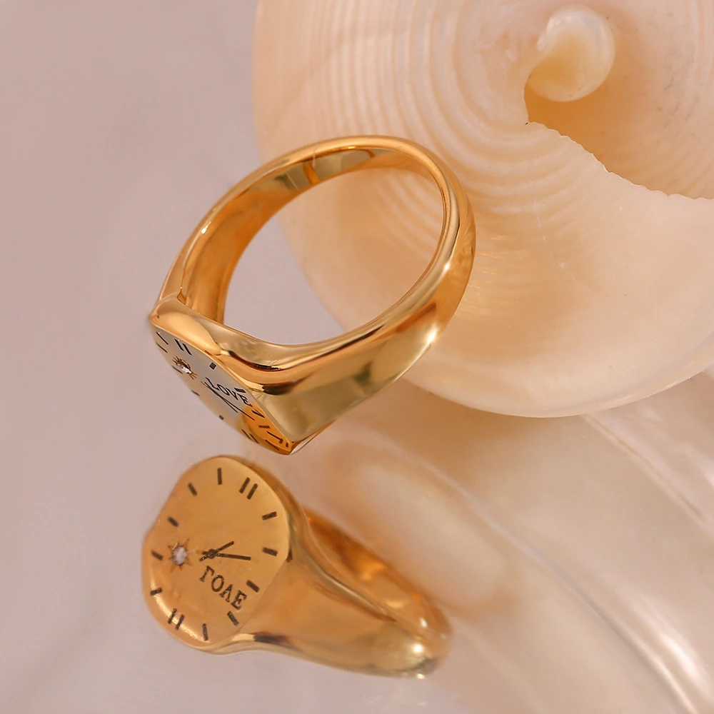 Fashion Stainless Steel Clock Ring