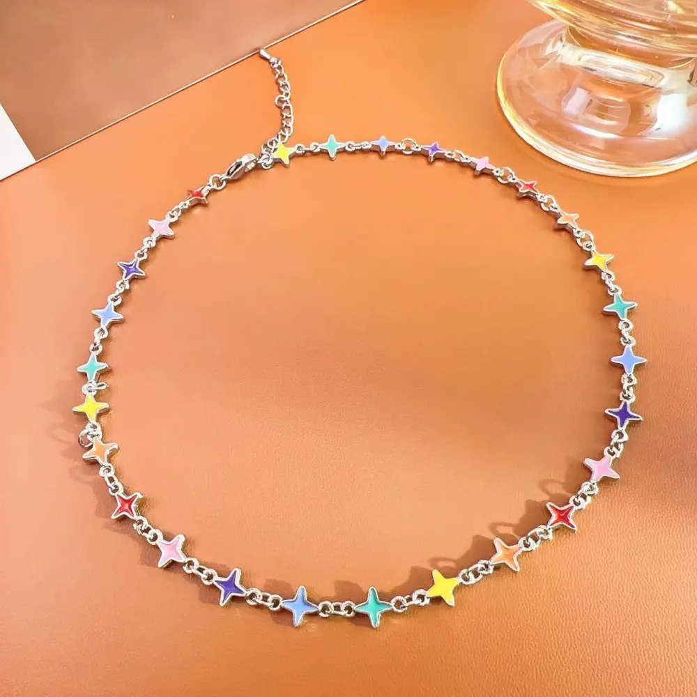 Rainbow Four-star Mango Butterfly Purple Gradient Necklace