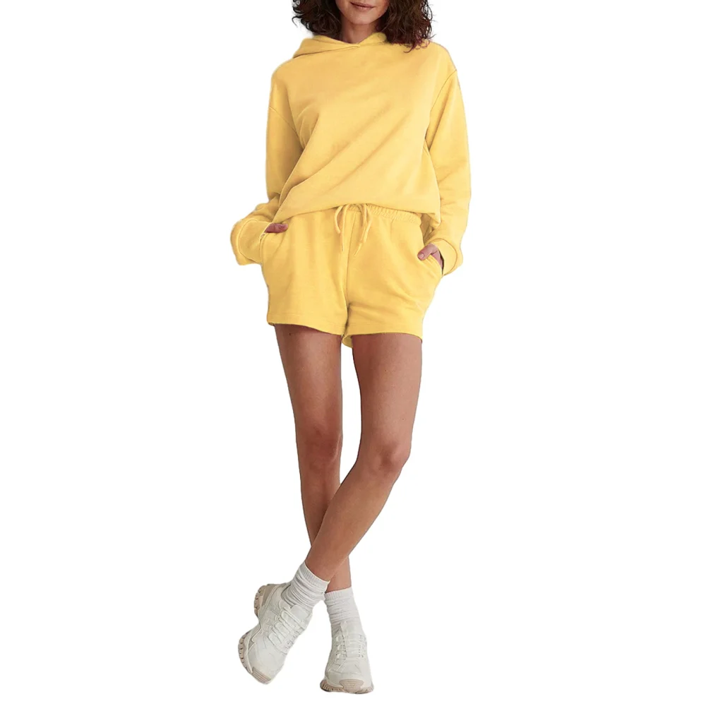 Women Pajamas Set 2 Pieces Loungewear Suits Hoodies and Shorts