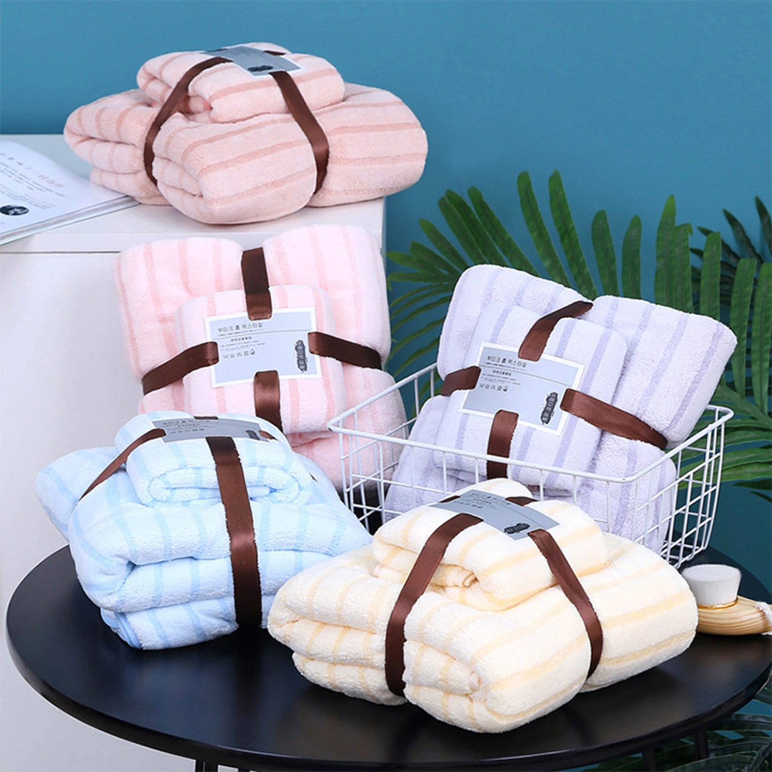 Microfiber Bath Towels Set Coral Velvet Towel Quick Dry Bath Towel Set