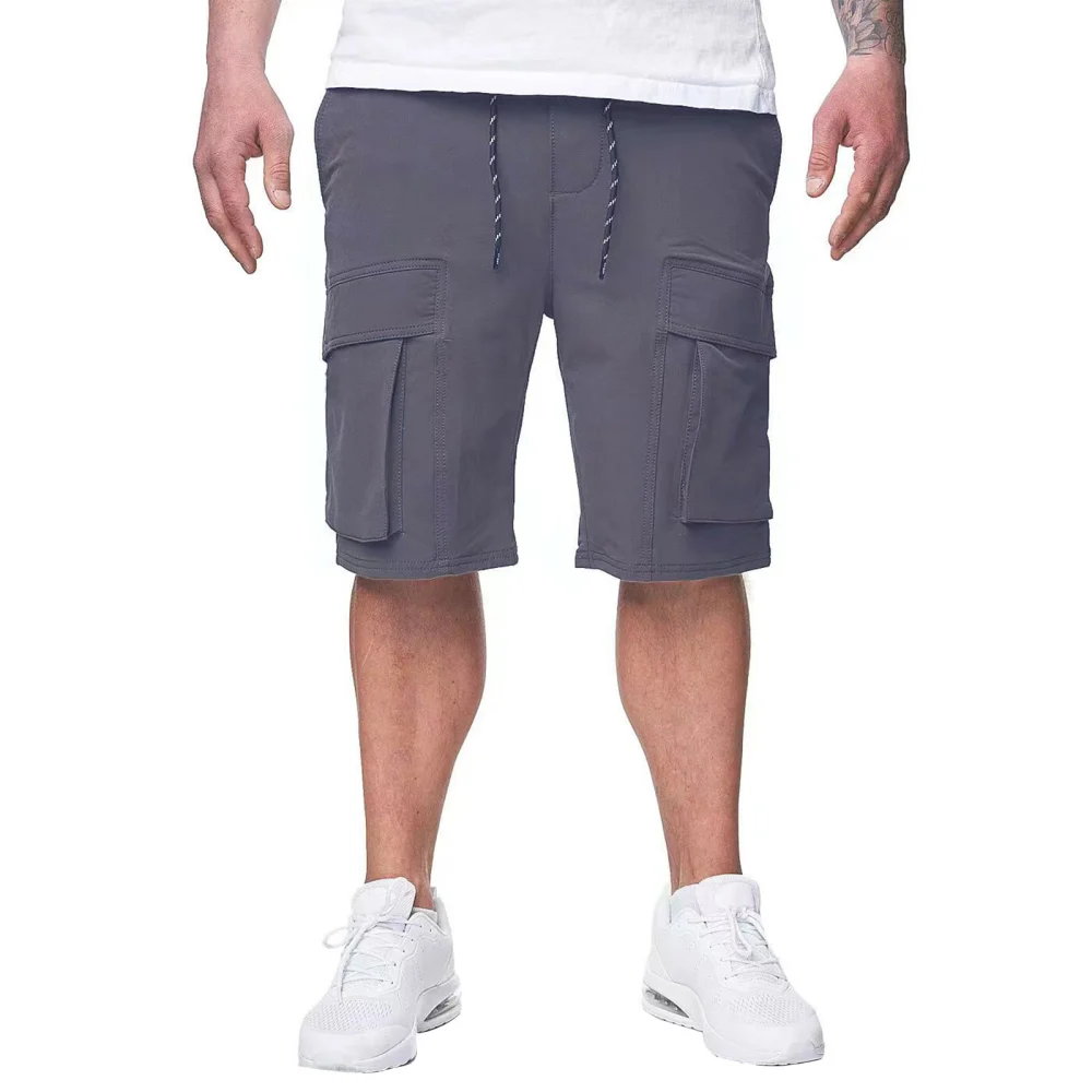 Men Cargo Shorts Casual Summer Solid Color Short Pants for Sports