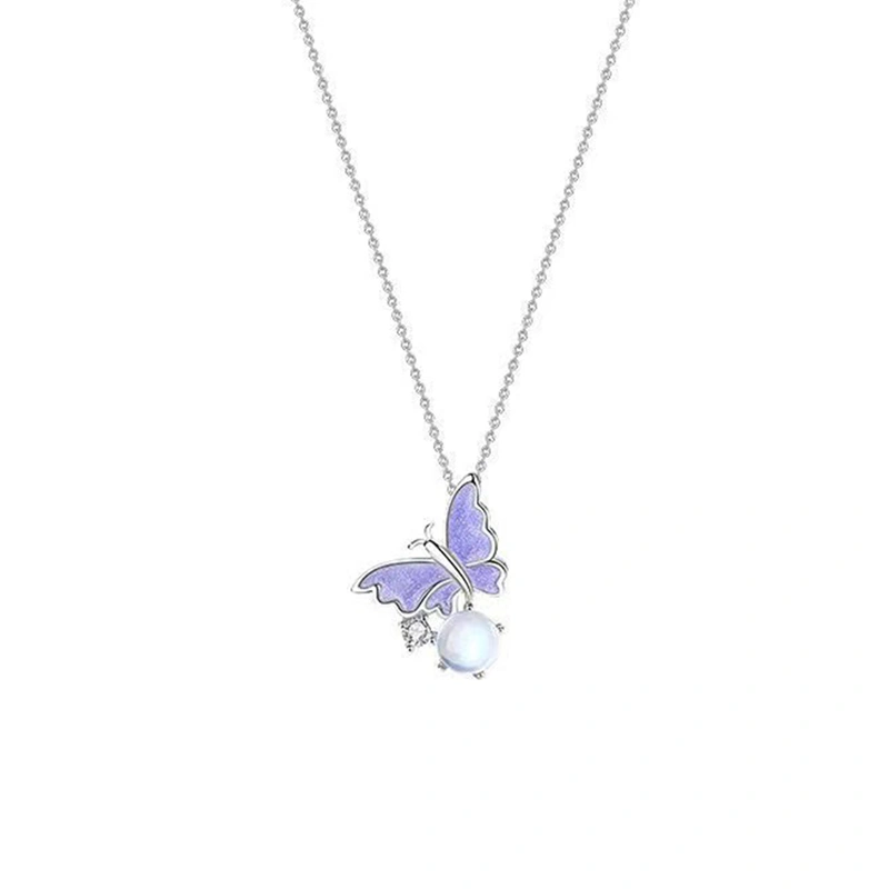 Bubble Butterfly Pendant Necklaces Sweet Clavicle Chain Necklace