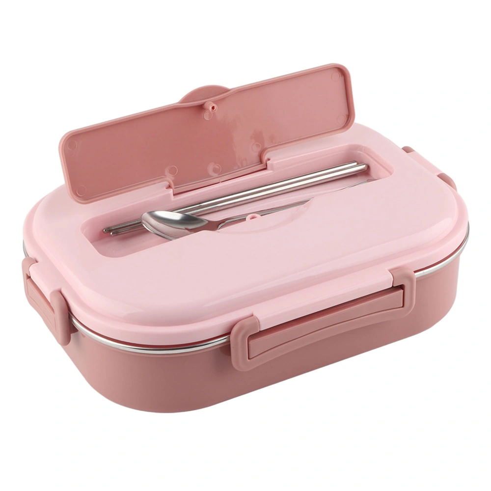 Stainless Steel Lunch Box 4‑Grid Portable Bento Box Food Storage Container for Student Adult4‑Grid Lunch Box with Soup Bowl: Pink