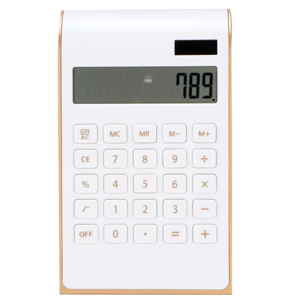 Portable 10 Digits Calculator Ultra Thin Solar Power Calculator for Home Office Business LCD DisplayWhite