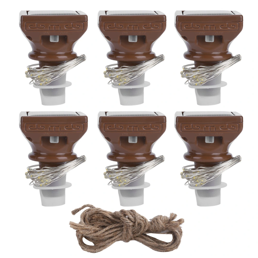 6PCS 20LED Solar String Lights Waterproof Wine Bottle Cork Lamp for Wedding Party Decoration