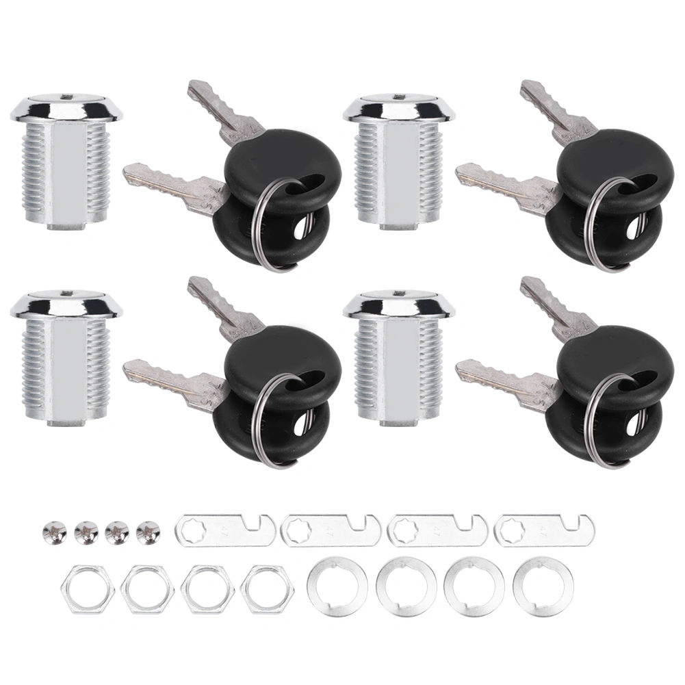 4 Set Cam Lock Zinc Alloy File Cabinet Mailbox Drawer Slidding Door Safety Locks with Keys(103‑20 )