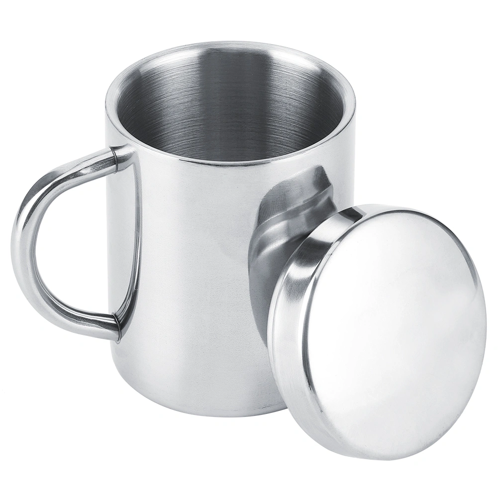 Portable Stainless Steel Double Wall Mug Anti‑scald Coffee Tea Milk Cup with lid for Home Office Travel(300ML )