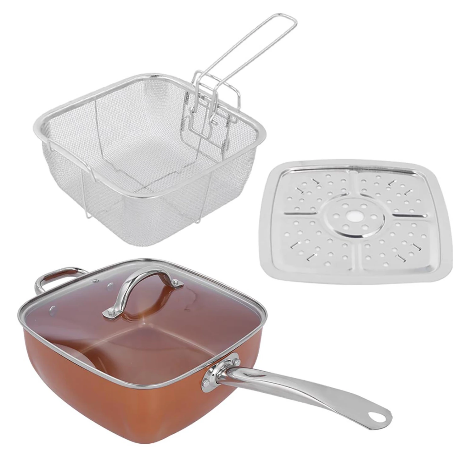 4Pcs Set Stainless Steel NonStick Frying Pan Multifunctional Saucepan Kitchen Supplies