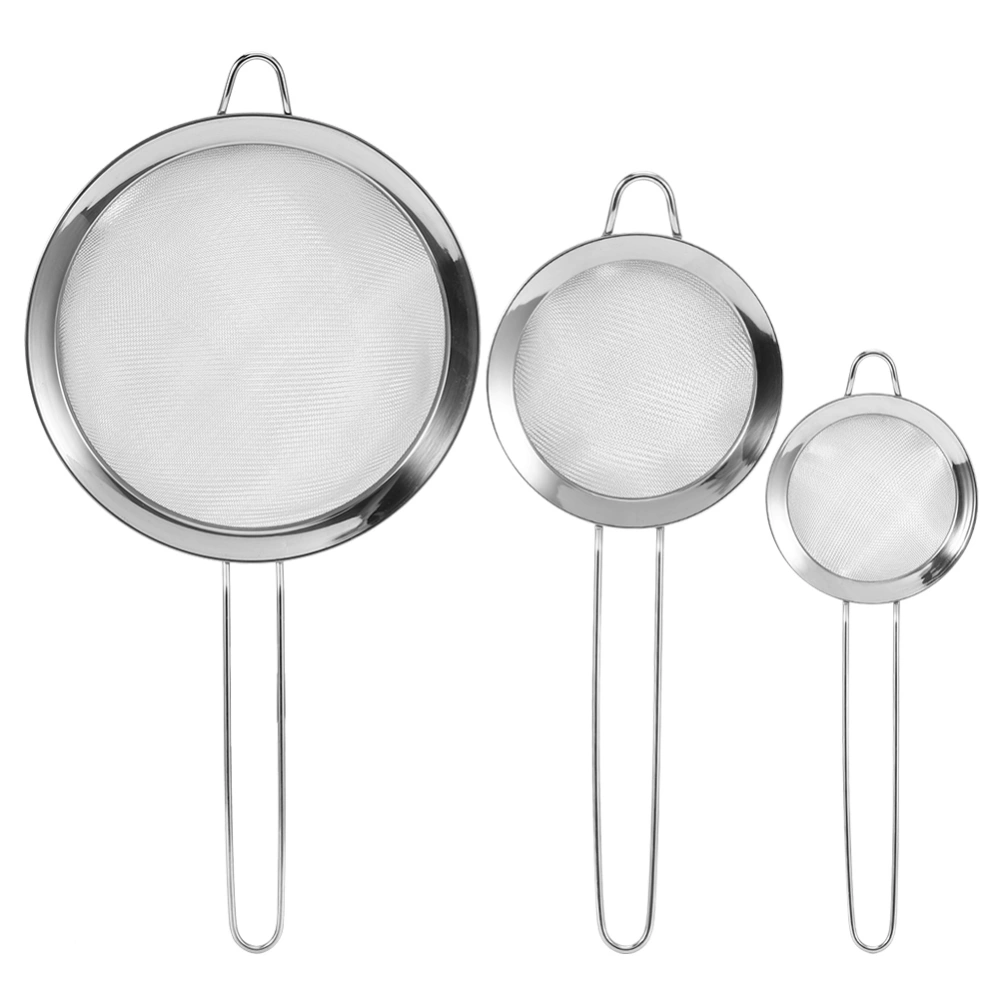 3Pcs Stainless Steel Mesh Filter Strainer Flour Sieve Food Residue Filter Kitchen Supplies