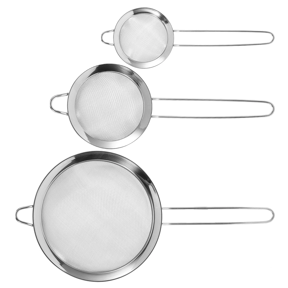 3Pcs Stainless Steel Mesh Filter Strainer Flour Sieve Food Residue Filter Kitchen Supplies