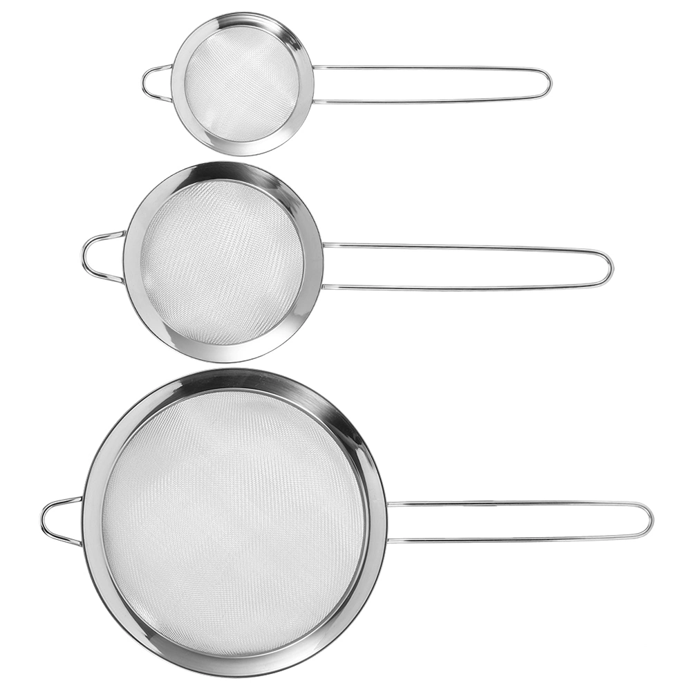 3Pcs Stainless Steel Mesh Filter Strainer Flour Sieve Food Residue Filter Kitchen Supplies
