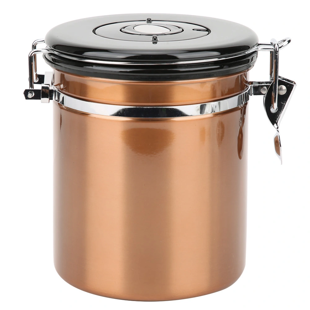 1.5L Stainless Steel Canister Sealed Container Tea Coffee Beans Storage Jar with Release ValveGold