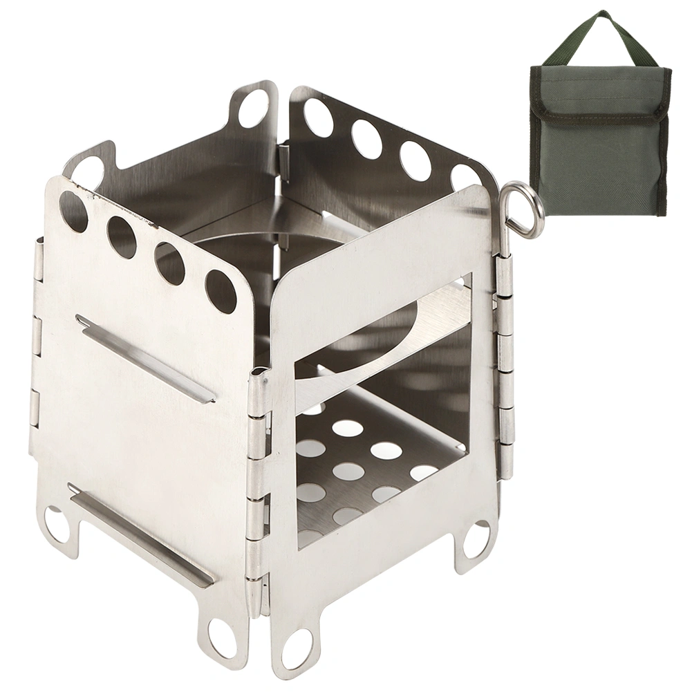 Portable Stainless Steel Folding Stove Wood Burning Stove for Outdoor Picnic BBQ Camping Hiking