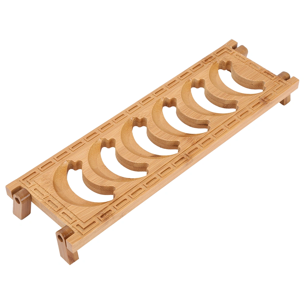 6 Grid Natural Bamboo Teacup Holder Tea Cup Draining Rack Organizer Tea Ware Accessories