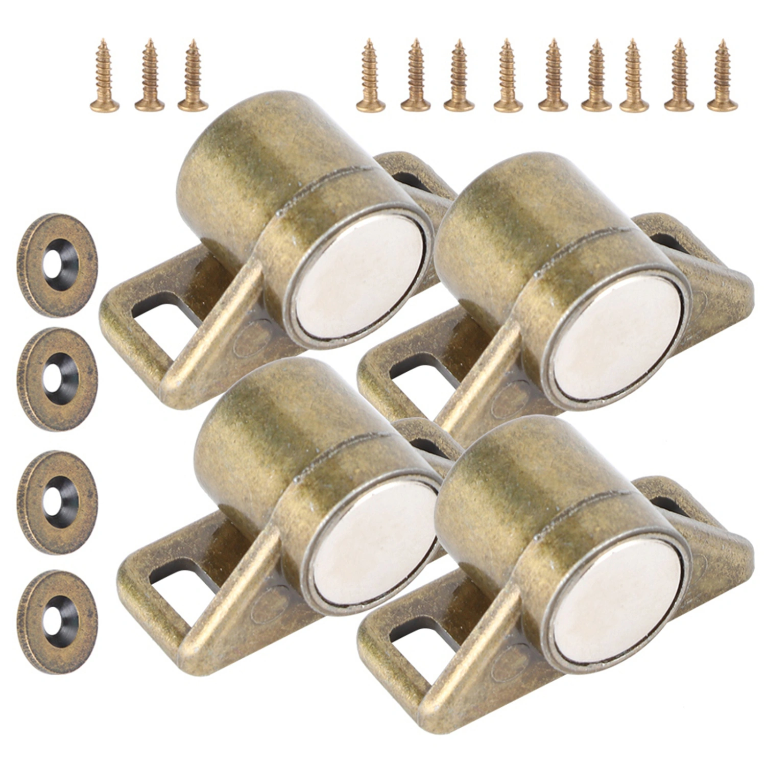 4Pcs Vintage Zinc Alloy Magnetic Door Catches Hardware Fittings Cabinet Closet AccessoriesGreen Bronze
