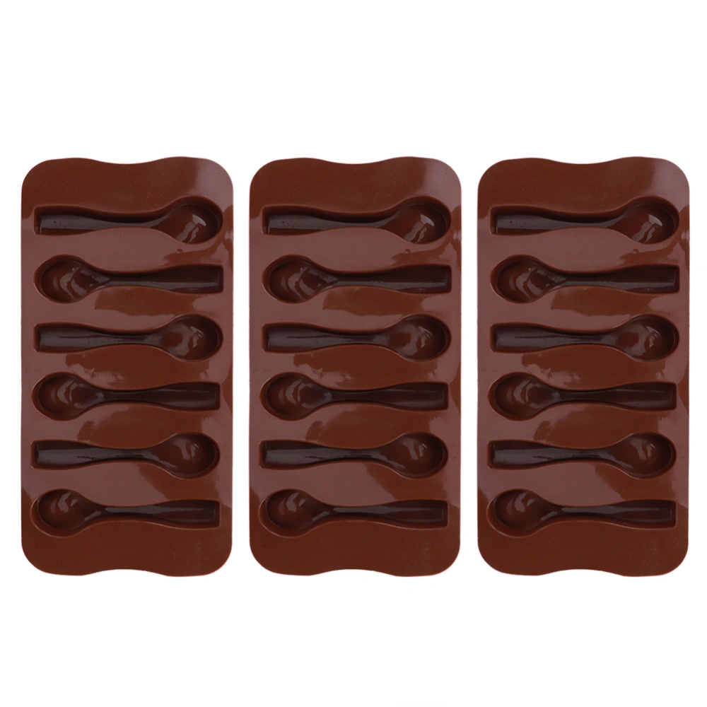 3Pcs DIY Non&#8209;Stick Silicone Spoon&#8209;Shaped Cake Chocolate Baking Mold Kitchen Utensils