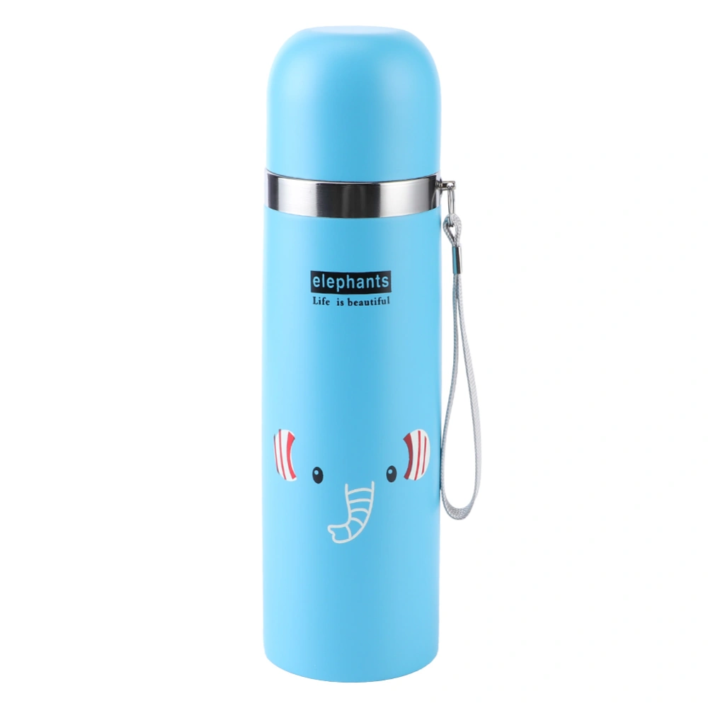 500ml Cartoon Vacuum Cup Portable Stainless Steel Insulation Water Bottle for ChildrenBlue 500ml