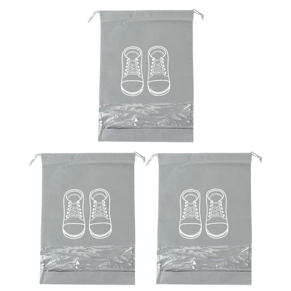 3Pcs NonWoven Fabric Shoes Storage Bag Travel Dust Proof Shoe Bag for Household Storage(L Size with Print )