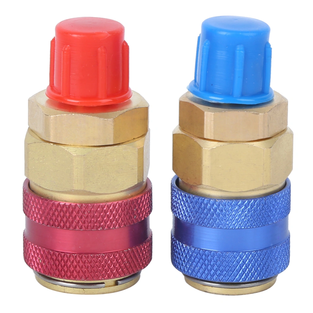 Air Conditioning Quick Coupler Connector Brass Adapters for R134A High Low Red Blue Side