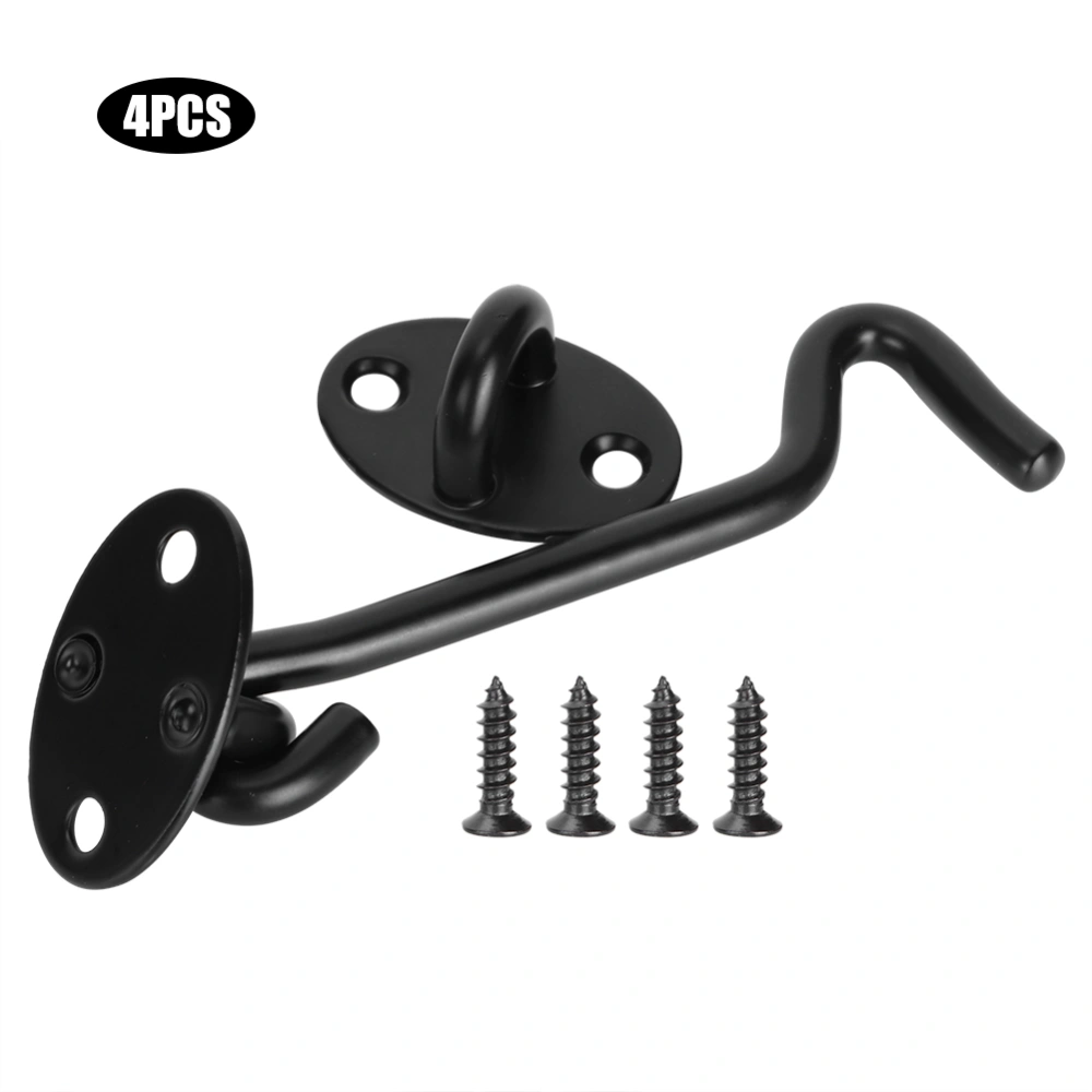 Household Stainless Steel Door Window Latch Hook Cabin Hooks Kit Hardware Accessory Black