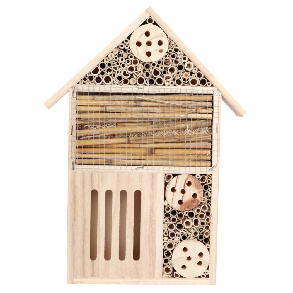 Garden Outdoor Wooden Insect Bee House Wood Bug Room Shelter Nesting Box Decoration(A Type )