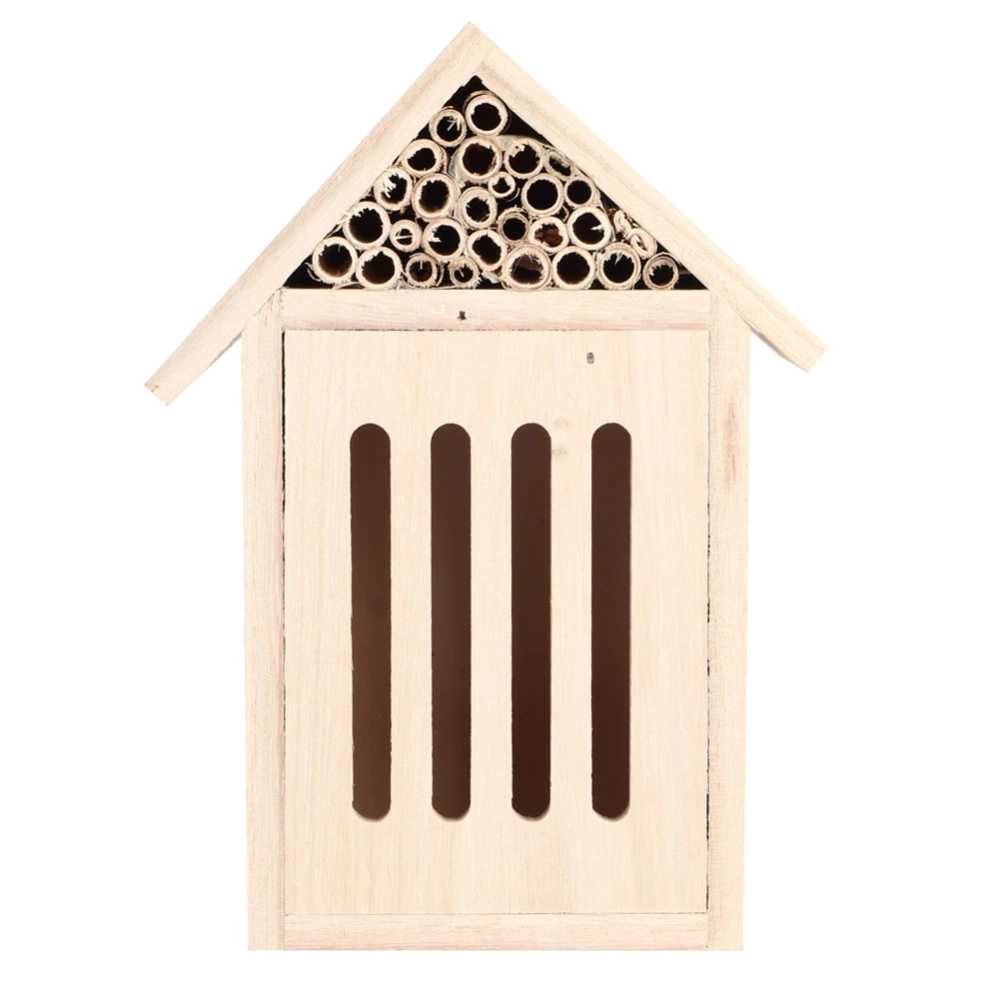 Garden Outdoor Wooden Insect Bee House Wood Bug Room Shelter Nesting Box Decoration(C Type )