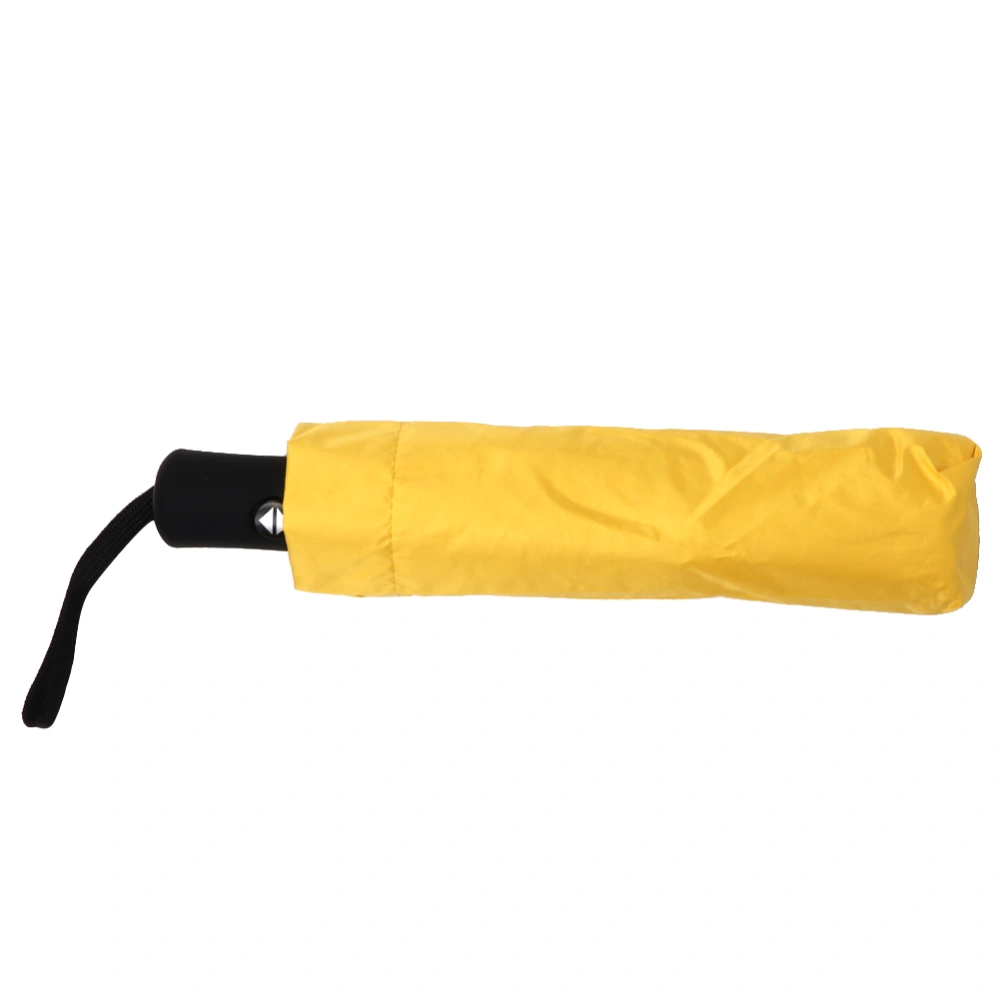 Portable 3 Folding Automatic Parasols Anti UV Sun Rain Umbrella Yellow For Outdoor Travel