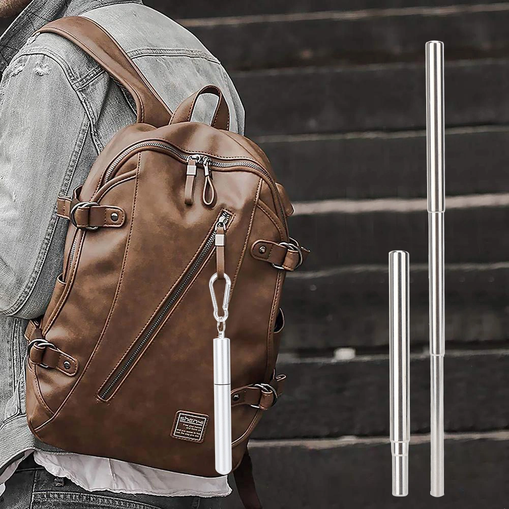 Reusable Stainless Steel Straight Straw Portable Retractable Drinking Straw Cleaning Brush Kit