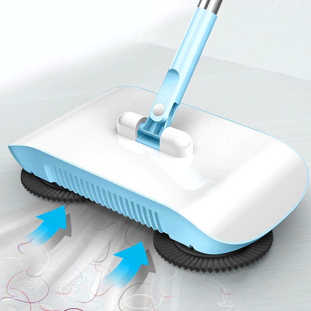 Household Hand Push Sweeper Sweeping Machine Mop Broom Dustpan Floor Cleaning ToolsBlue