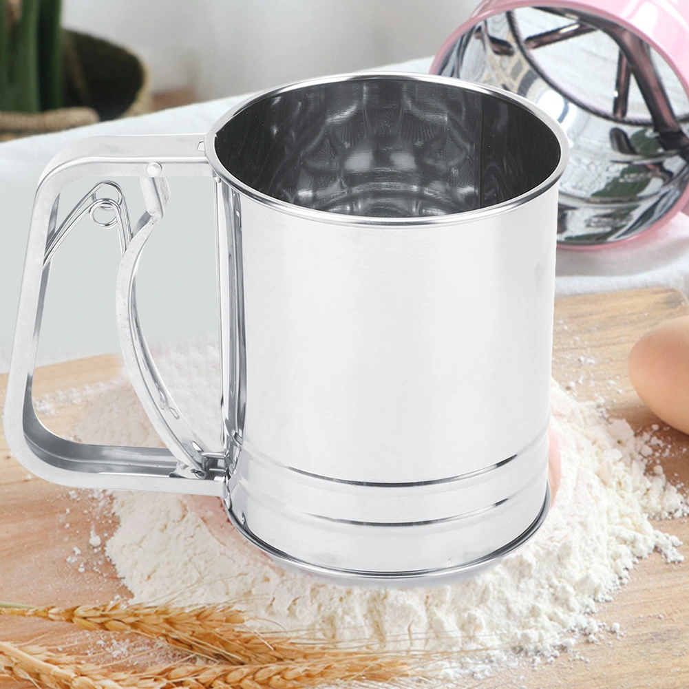 Kitchen Stainless Steel Double Layer Manual Flour Sifter Sieve Strainer Kitchen Cooking Baking Tool