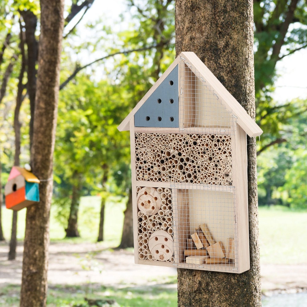 Wooden Insect Bee House Wood Bug Room Hotel Shelter Garden Decoration Nests Box