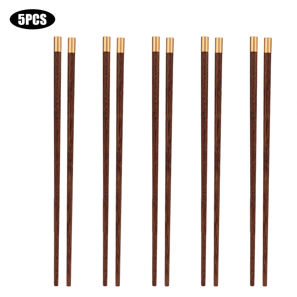 Household Handcraft Reusable Chopsticks Set Top Grade Gift Chopsticks Kitchen Tools(5 Pair Wenge Chopsticks )