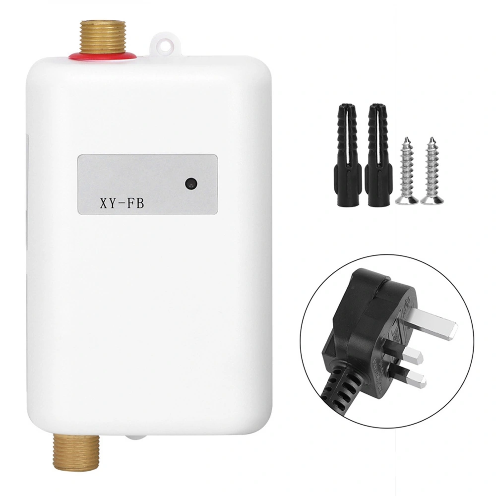 White Mini Tankless Instant Hot Water Heater Bathroom Kitchen Washing for Hot and Cold Dual use(UK 220V 3000W )