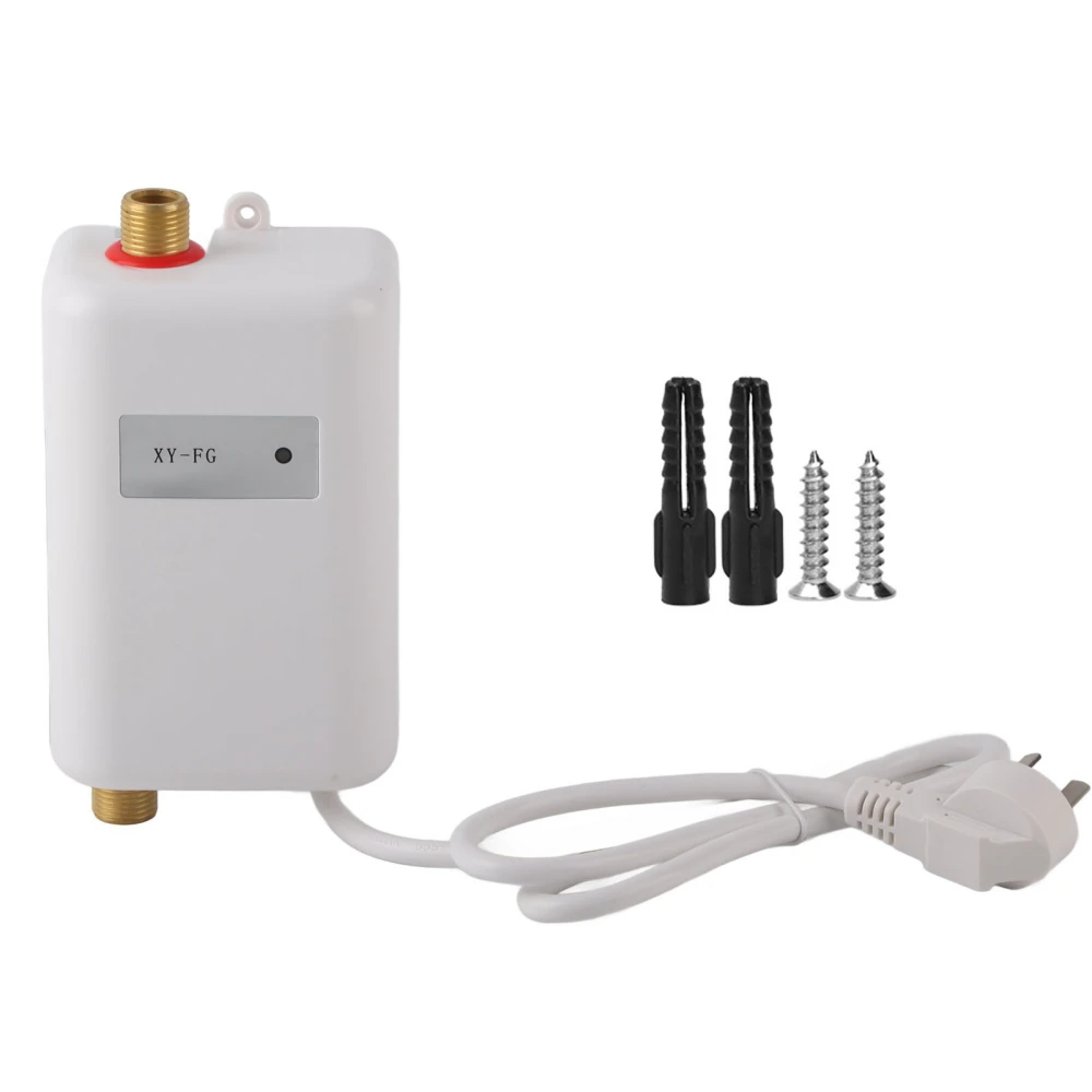 White Mini Tankless Instant Hot Water Heater Bathroom Kitchen Washing for Hot and Cold Dual Use(AU 220V 3800W )