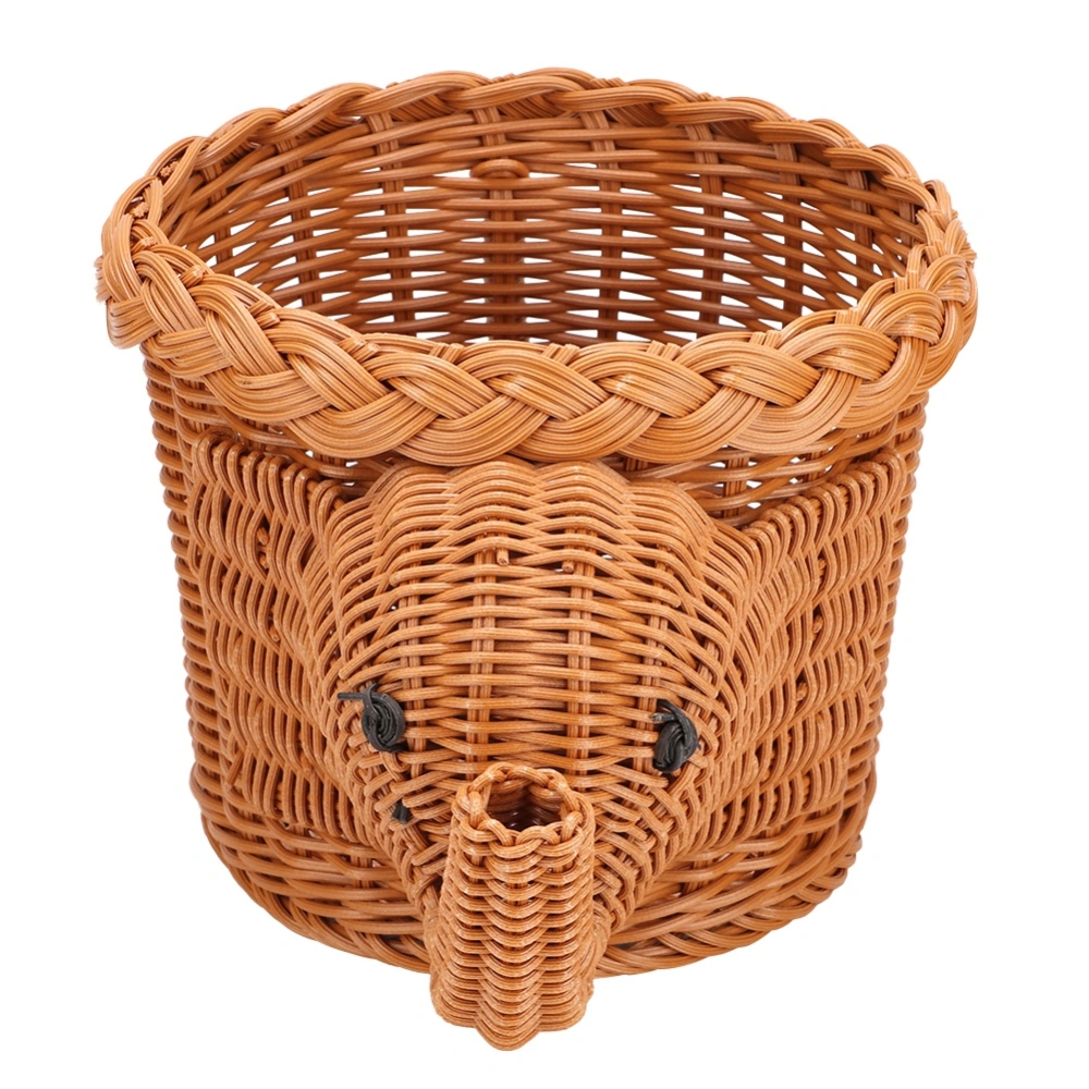 Cartoon Elephant Shape Rattan Bread Fruit Snacks Storage Baskets Food Serving Baskets(Brown)