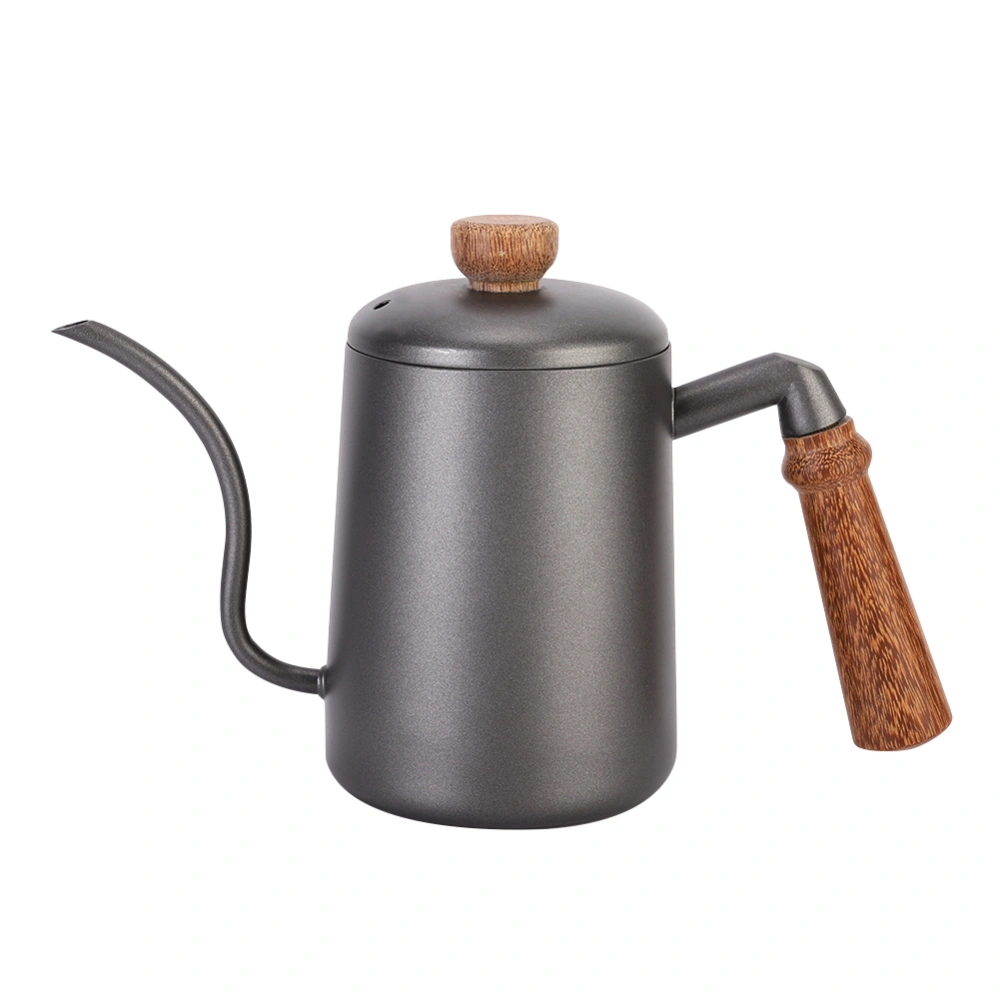 600ml Stainless Steel Retro Hand Coffee Water Tea Narrow Mouth Pot with Wooden Handle