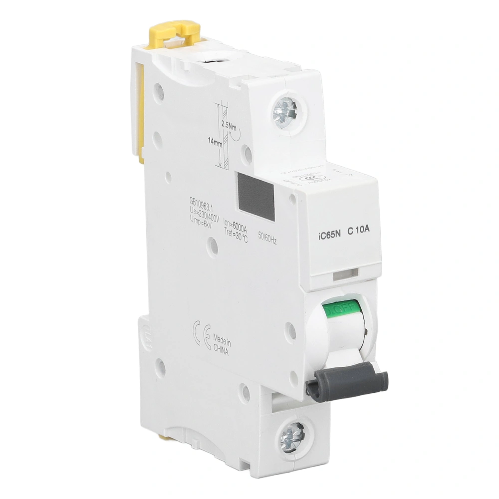 Miniature Circuit Breaker 1P Residual Current Isolator DIN Rail Mount 230V 400V 10A IC65N C10A