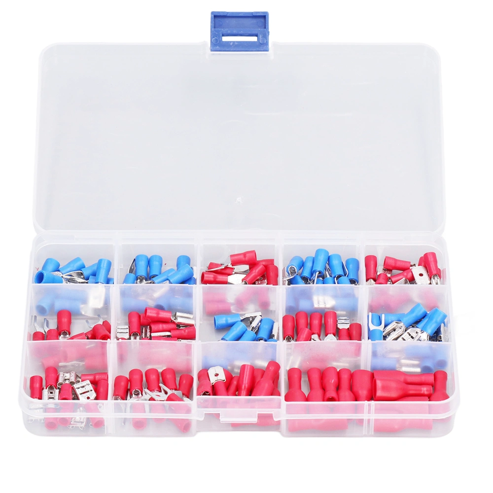 140Pcs Terminals Connectors Assorted Kit Insulated Male Female Butt Electrical Crimp Spade Ring