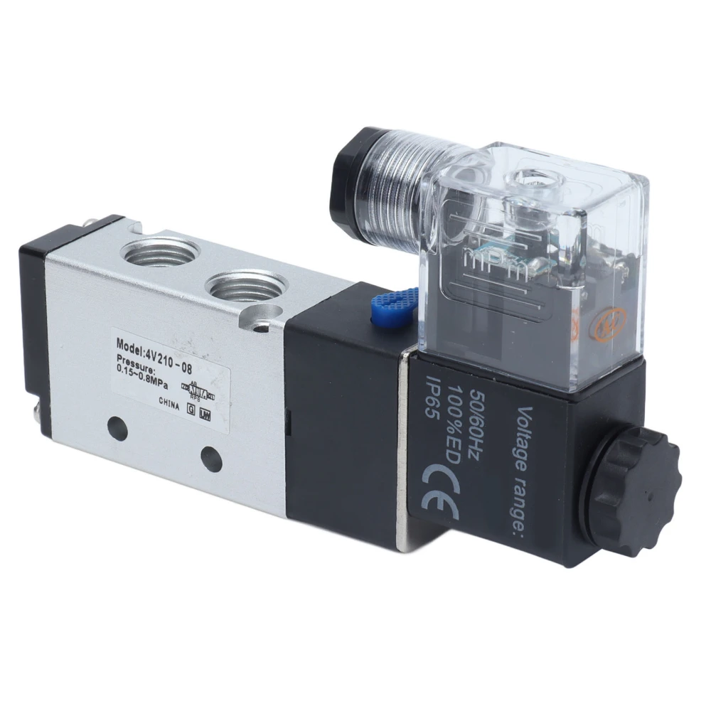 4V210‑08 Electric Solenoid Valve Normal 2 Position 5 Ways Air Compressed Drain Valve for Automatic WorkshopAC 220V