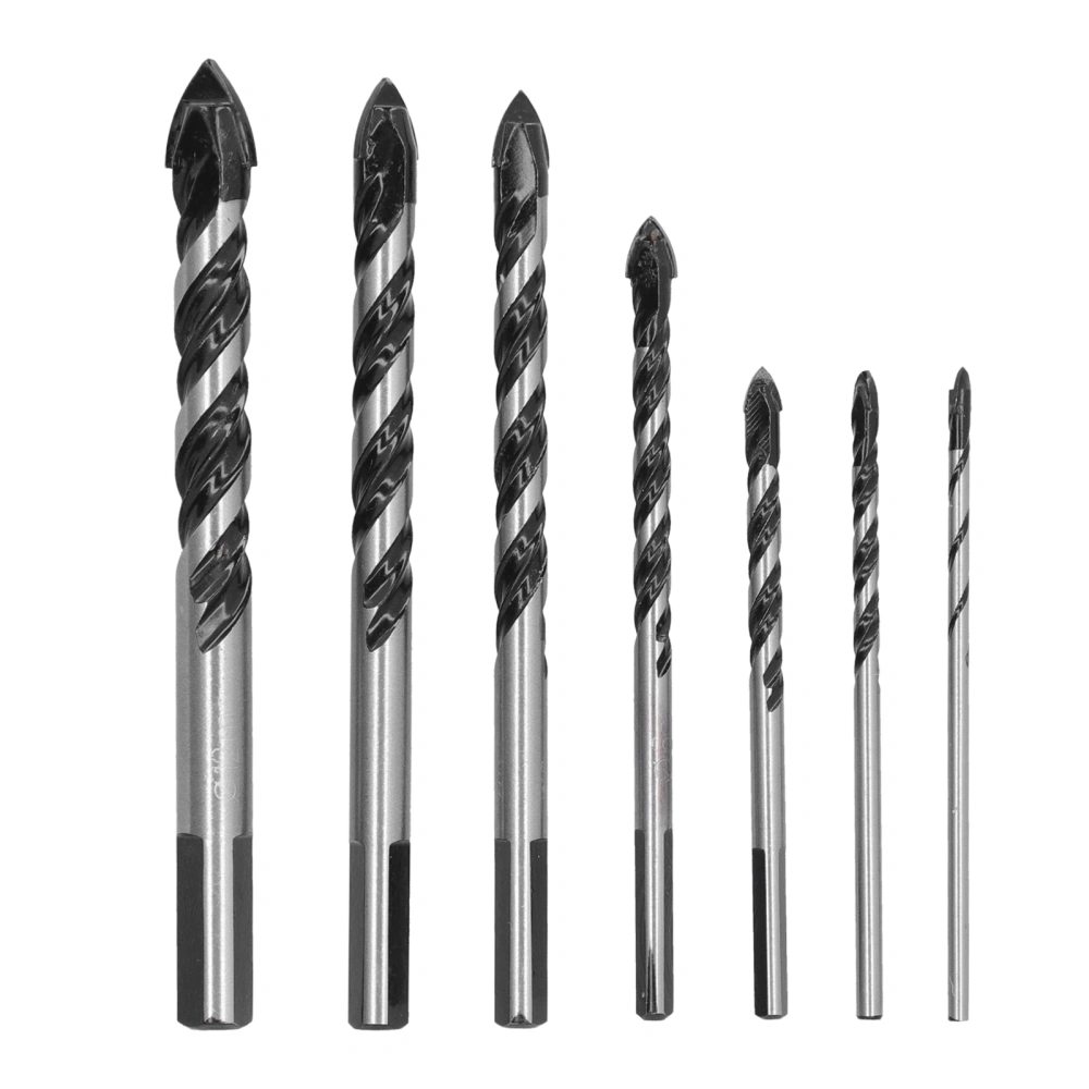 Drill Bit Cemented Carbide Single Double Flute Hole Drilling Tool Set Kit for Tile Glass7Pcs Set