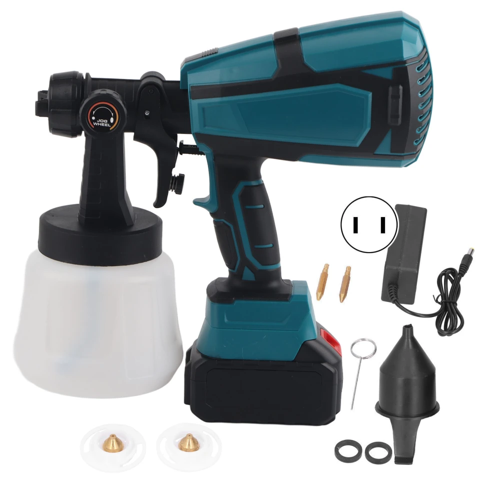 Cordless Paint Sprayer Gun Electric 21V Lithium Battery Rechargeable 1000ml US Plug 100‑240V