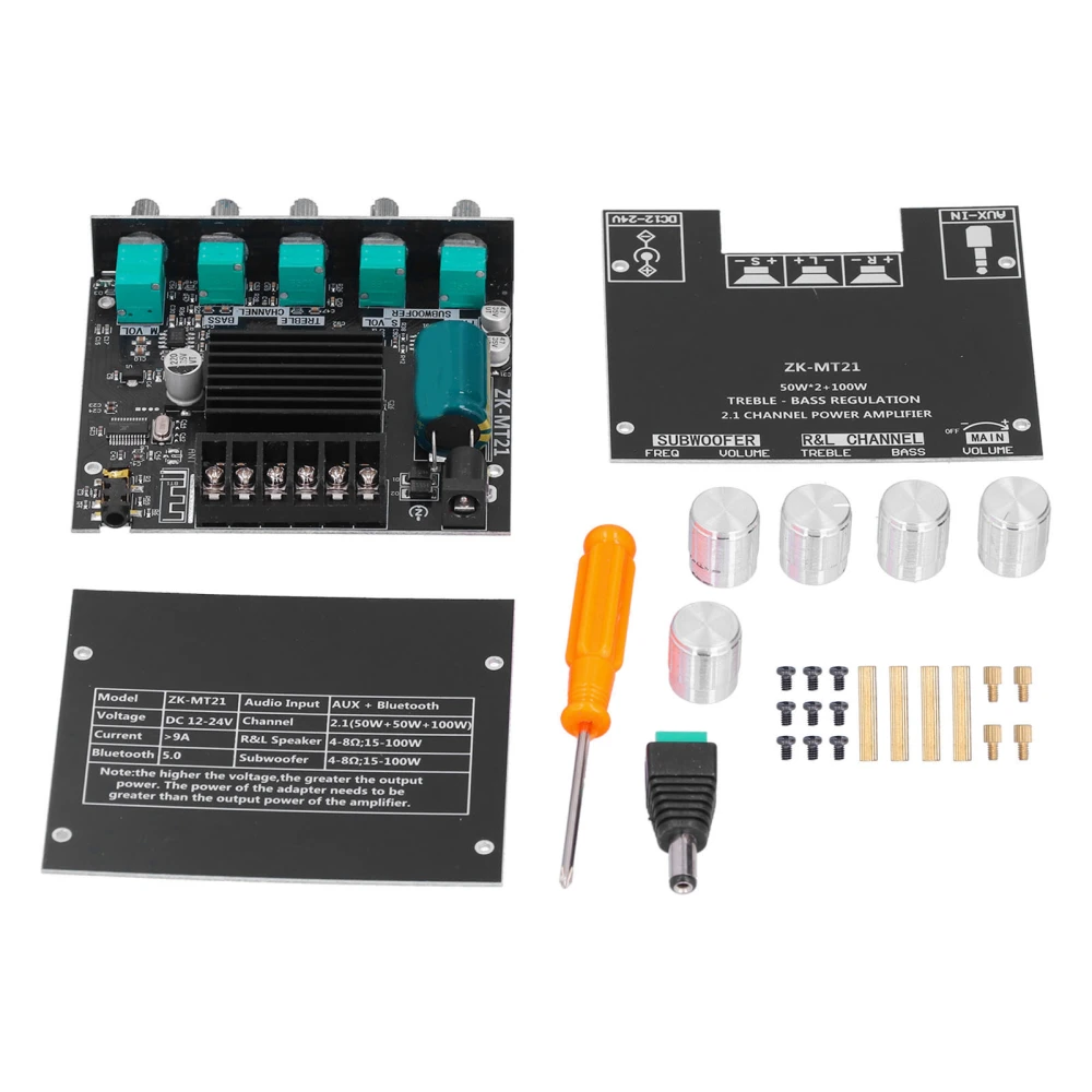 ZKMT21 Bluetooth Amplifier Board 2.1 Channel Digital Audio Power Amplifier Module