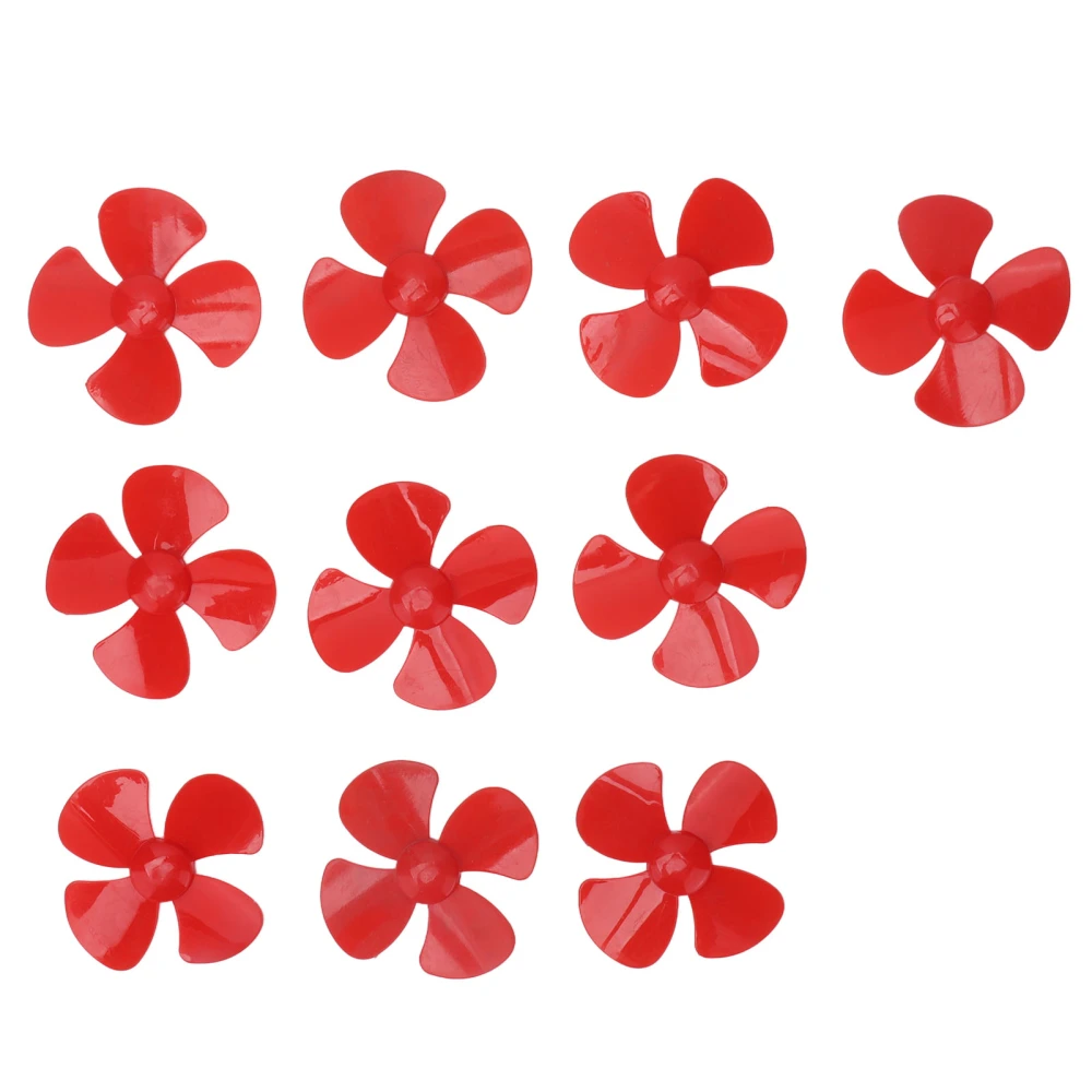 10Pcs 80mm 4 Blades Propeller Plastic DIY Rotating Toy Model Accessories with 2mm Hole XR‑149Red