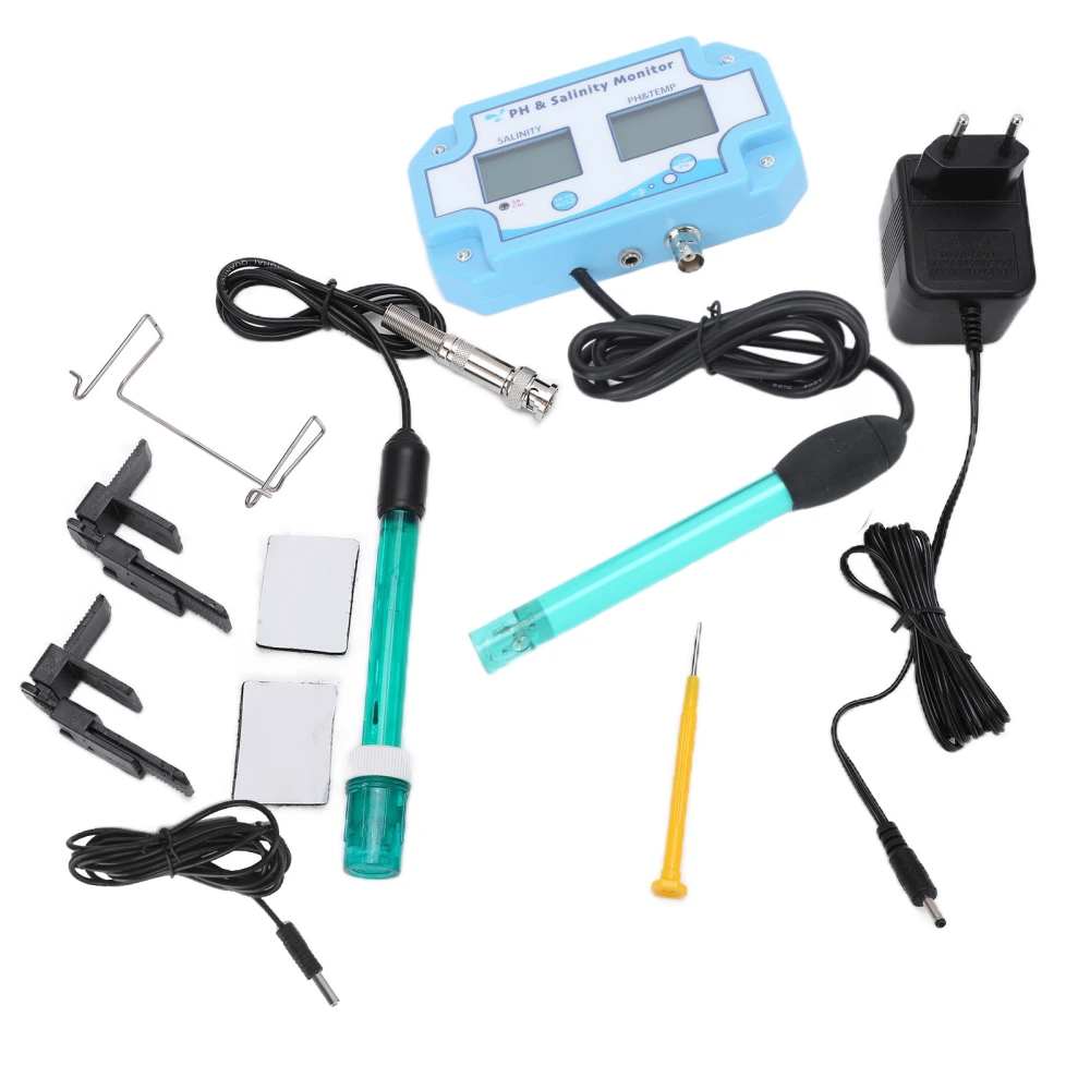 PH‑2987 3 in 1 Online PH Salinity TEMP Meter Water Quality Monitor Analyzer for Fish Tank AquariumEU Plug 230V-240V