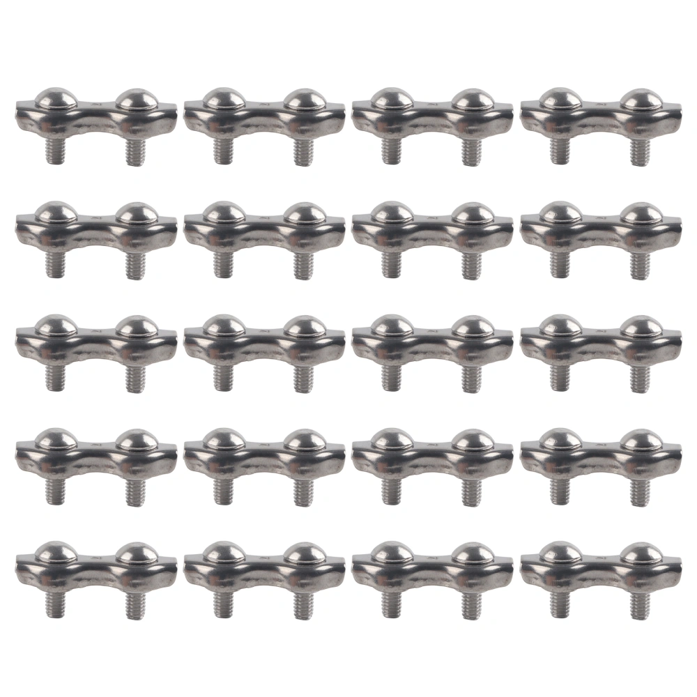 Wire Rope Clips Stainless Steel Cable Clamps Simple Grip Caliper Duplex Locking Device20Pcs M2